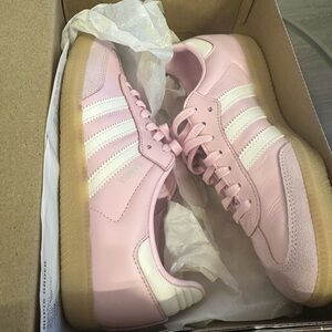 Adidas Women's Pink and White Sneakers